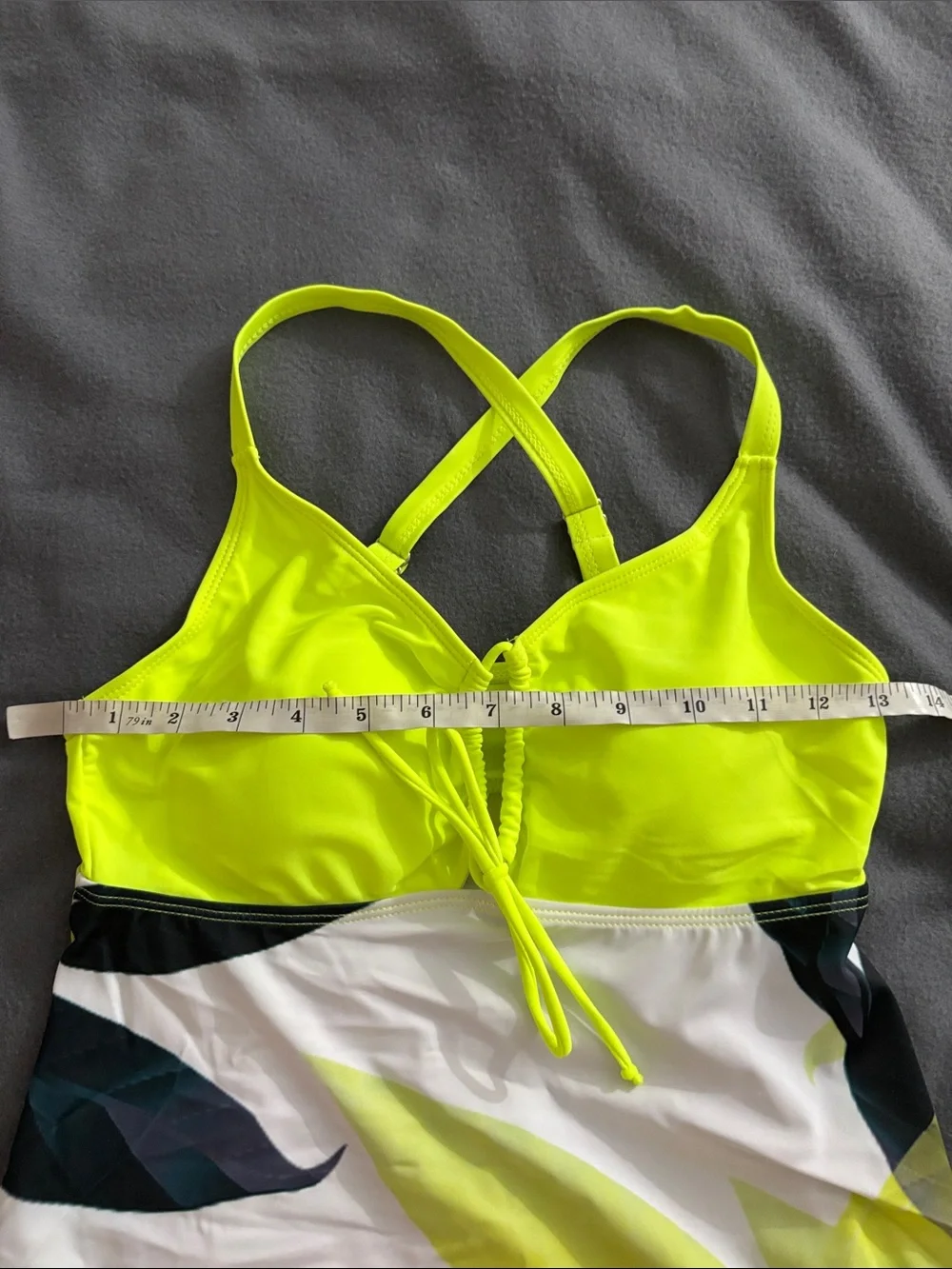 Neon Yellow Tropical Tankini Swim Dress Set Size Small